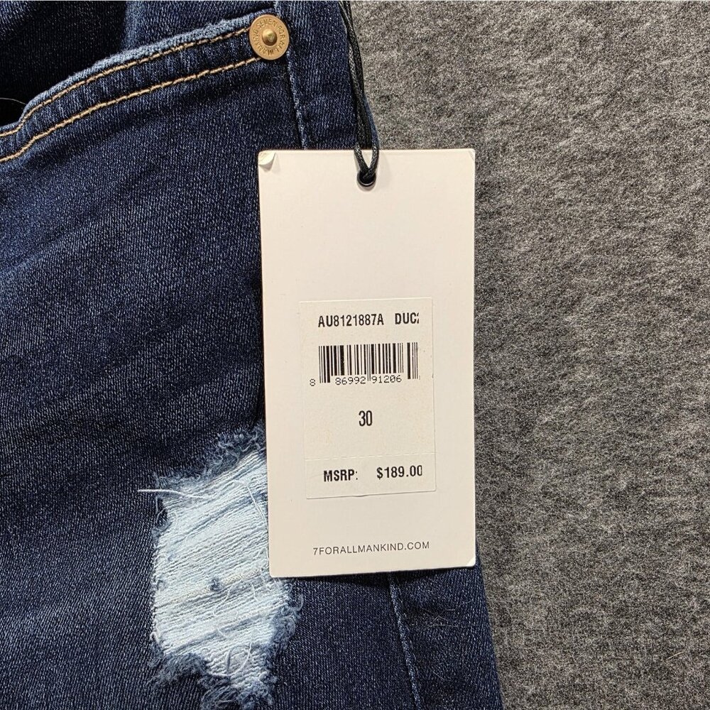 7 For All Mankind Jeans Womens 30 Blue The Ankle Skinny b(air) Distressed NWT - Picture 5 of 11